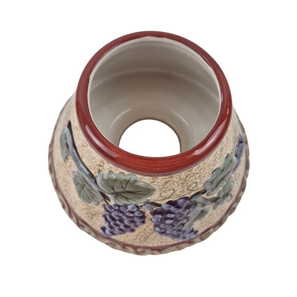 Grapevine Embossed Ceramic Candle Shade Purple Grapes Tan Burgundy Tuscan Decor - Picture 10 of 10
